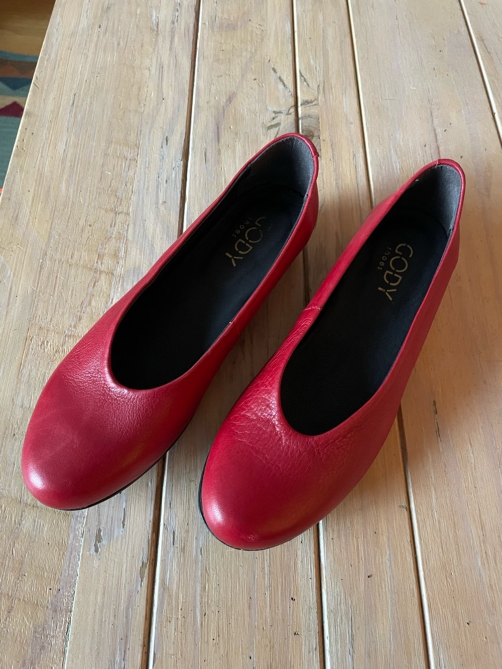 Red Leather Flats made in Spain